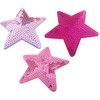 3 x 9cm Sequin Glitter Stars Iron on Patch Light