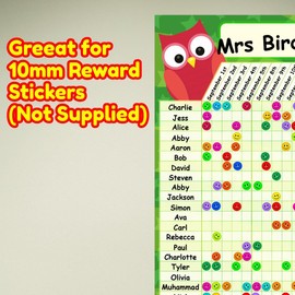 A2 Owl Star Durable Incentive Star Reward Classroom Wall Chart