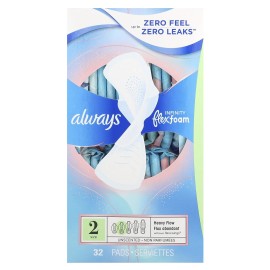 Infinity Flex Foam with Flexi-Wings™, Size 2, Heavy Flow, Unscented, 32 Pads