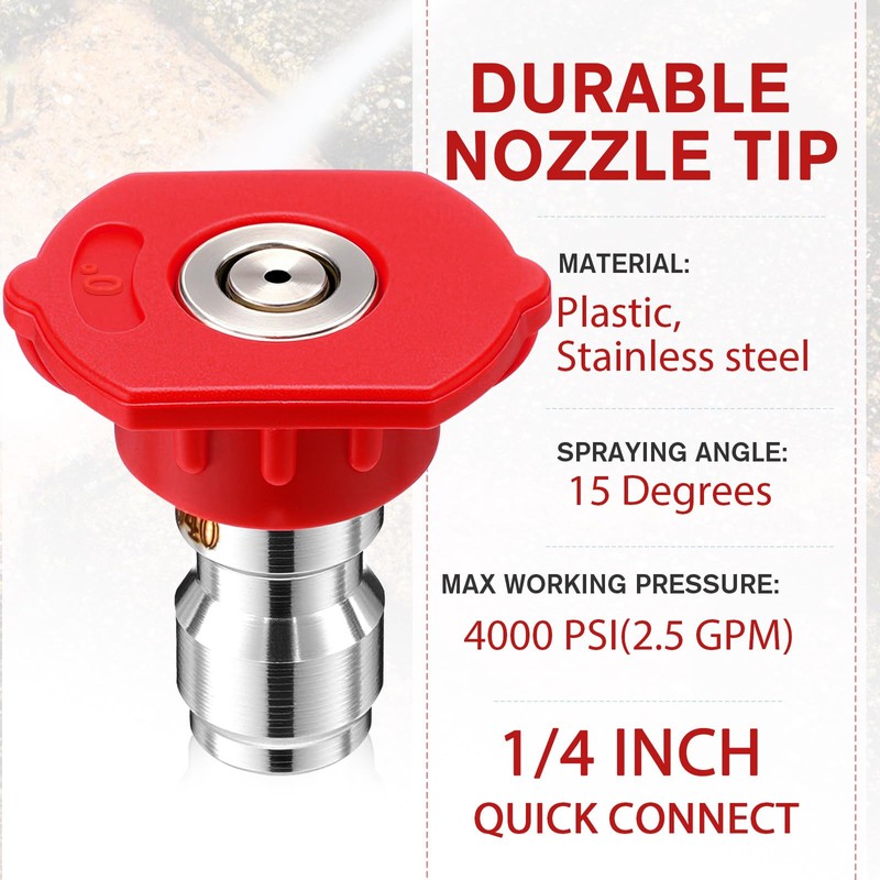 MorningRo 10 Pcs Pressure Washer Nozzle Tips 1/4 Inch Quick