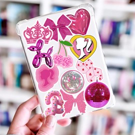 KASENSEN 70PCS BB Princess Stickers, Hot Pink Preppy Stickers for Water Bottle Laptop, Birthday Party Decorations Favors, Vinyl Waterproof Cute Stickers for Girls Teens Women