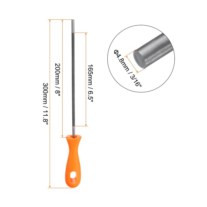 sourcing map 3pcs Chainsaw File 3/16"(4.8mm) Chrome Steel Double Cut