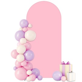 GEWONELIFE 7.2FT Pink Arch Cover,Double-Sided Spandex Fitted Arch Stand Covers Round Top Chiara Arch Backdrop Stands Cover for Birthday Party Baby Shower Wedding Ceremony Banquet Decoration