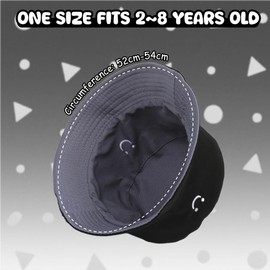 Children's Sun Hat, Fishing Hat with Smile, Girls, Fishing Hat, Foldable, Summer Hat Outdoor for Girls and Boys, Double-Sided Bucket Hat for Children from 2-8 Years, Blue and Black