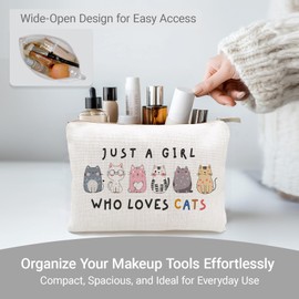 Cat Makeup Bag for Women, Cute Cosmetic Pouch for Cat Lovers, Travel Case for Teens, Daughters, and Cat Moms, Perfect Birthday Gift (Cat)