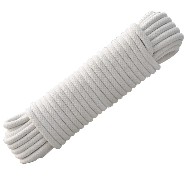 100 ft. Cotton All Purpose Braided Rope, High Strength and Excellent Shock Absorption, Thickness 6mm | Good for Tie, Pull, Swing, Climb and Knot