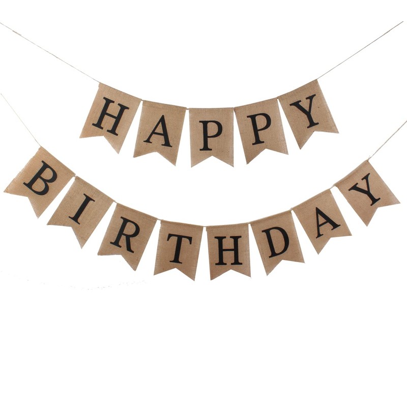 Cartel de arpillera de feliz cumpleaños reutilizable para decoración de