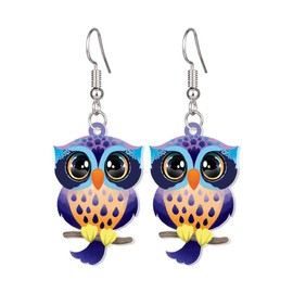 WIRESTER 1 Pair Acrylic Drop Earrings Fashion Jewelry For Women - Little Blue Owl