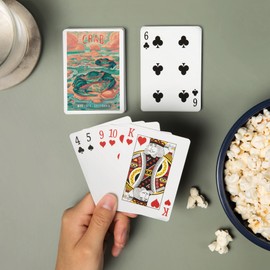 Monterey, California, Fluid Linework, Crab (52 Playing Cards, Poker Size Card Deck with Jokers)