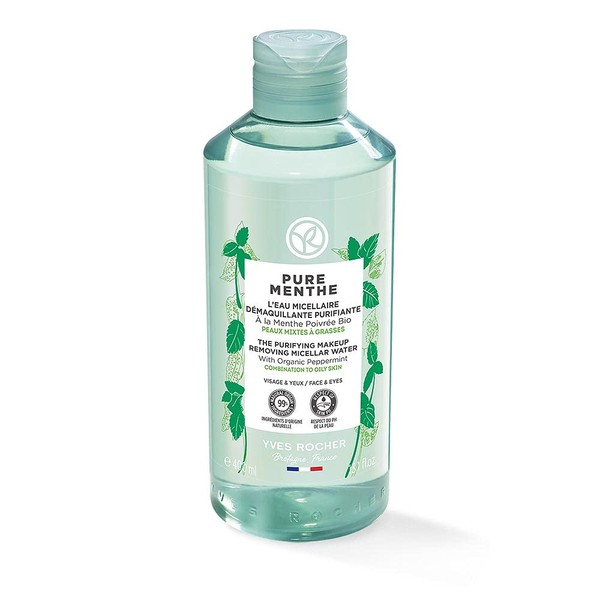 Yves Rocher Pure Menthe Clarifying Micellar Water, Face Care with Organic Peppermint, for Radiant Skin, 1 x 200 ml Bottle