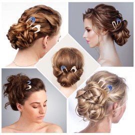 Nogeqi Nogeqi 6 Pcs Metal U Pins for Hair Bun, U Shaped Hair Pins French Twist Hair Pin, Vintage Hair Fork Pin for Women, Gold Silver Chignon Hair Pin for Thick Thin Hairstyles Accessories