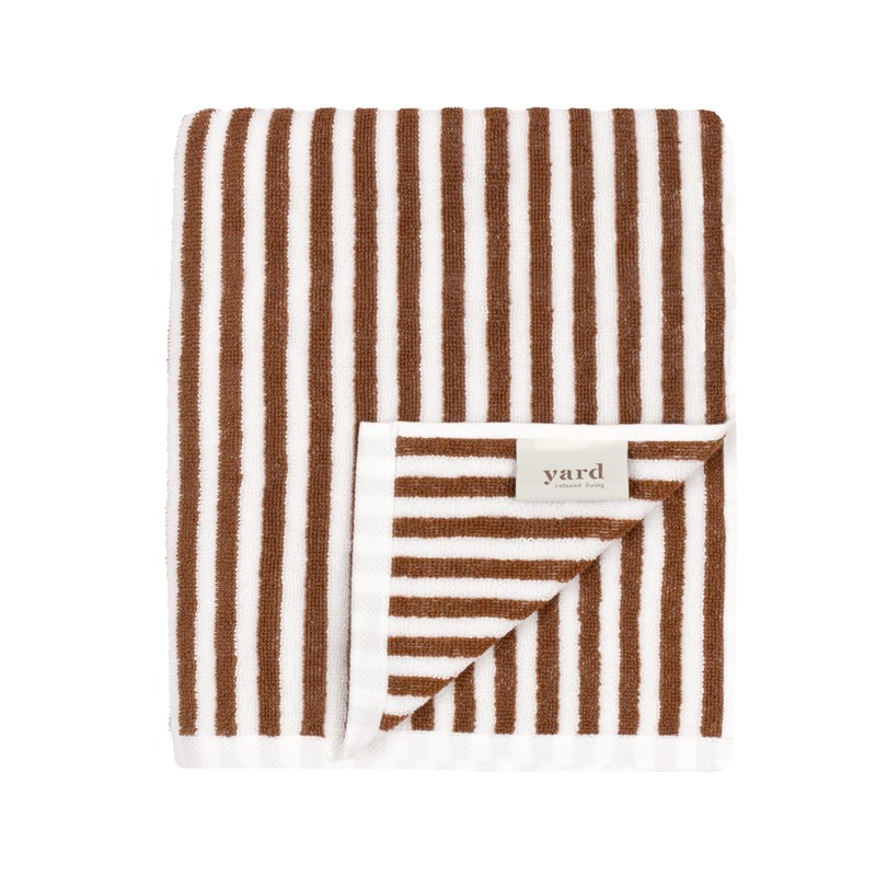 Yard Hebden Striped Cotton Hand Towel - Pecan - 50x100cm
