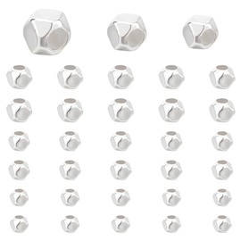 PH PandaHall 30 Pieces 3 Types 925 Sterling Silver Spacer Beads Faceted Beads Cube Spacer Beads Jewellery Beads Metal Loose Beads for Necklace Bracelets Jewellery Making 2-3 mm