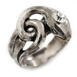 Avalaya Coiled Snake Ring/Aged Silver Tone/Vintage Inspired/Size 7
