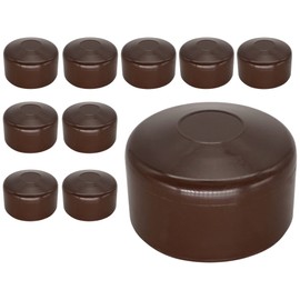 SKIR'CO Pack of 10 fence post caps, round, 60 mm, brown, plastic caps for round fence posts, fence post covers, brown, RAL 8028