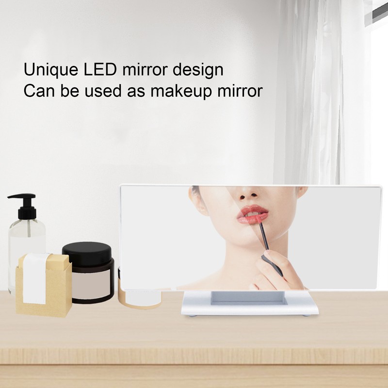 Digital Alarm Clock LED Mirror Screen USB Charging Automatic Dimming