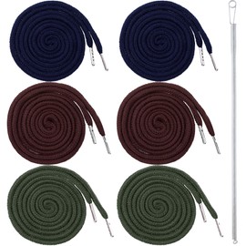 BEIQIYA 6pcs Drawstring Cord with Spring Threader Tool, Replacement Drawstring for Sweatpants Sweatshirt Hoodies Shorts Pants Jackets Coats Bags - Green & Coffee & Dark Blue