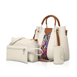 Nicole & Doris Women's Handbags, Shoulder Bags, Pack of 4 Handbags for Women, Top Handles Shoulder Bags, Bags, Purse, Wallet - White, size: l