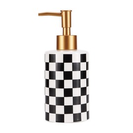 Checkered Soap Dispenser for Kitchen Bathroom Black & White, 1 Pack