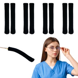Bliceon Glasses Ear Grips, Anti Slip Glasses Grips, Spectacle Arm Sleeves, Elastic Anti-Slip Ear Grips and Knitting Tips for Comfortable Eyewear, 4Pcs Black