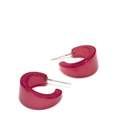 Cranberry Hoop Earrings | Moonglow Vintage Lucite Mini Boom Hoops