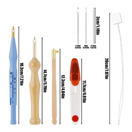 8pcs Punch Needle Kit, Adjustable Punch Embroidery Kit with 3 Needle Drum Hook Kit Sewing Art Needle Tools for Adult Beginners Embroidery Floss Cross Stitching Craft Supplies
