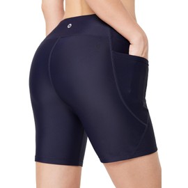 baleaf - Pantalones cortos de natación de cintura alta para mujer, 3 pulgadas, 5 pulgadas, 6 pulgadas, con control de abdomen, pantalones cortos de tabla modestos UPF 50+, marino, XX-Large