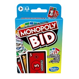 Monopoly Hasbro, Bid Card Game, Juego de Cartas para Niños, Incluye 110 Cartas e Instrucciones para Niños y Niñas de 7 Años para 2 o más Jugadores    