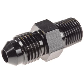 JEGS Straight Flare Fitting | Black Anodized | 1/8 “ NPT Male To -4 AN Male Flare | 1 Per Package | Aluminum