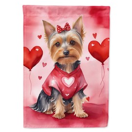Caroline's Treasures DAC5443CHF Silky Terrier My Valentine House Flag Large Porch Sleeve Pole Decorative Outside Yard Banner Artwork Wall Hanging, Polyester, House Size, Multicolor