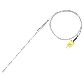 sourcing map K Type Thermocouple with Plug, Meter Temperature Sensor Probe -50 to 1100°C(-58 to 2012°F) Stainless Steel, 3x200mm 3.3ft Wire