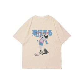 Vamtac Graphic Tees Mens Graphic T-Shirts Japanese Y2k Shirt Vintage Tee Harajuku Shirt Unisex Streetwear Tops Apricot XL