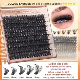 Geeneiya Volume Lash Clusters D Curvature Eyelash Clusters Thick Cluster Eyelash Extensions Wispy Individual Lashes Extensions Waterproof Lashes DIY at Home for Beginners with Lash Map