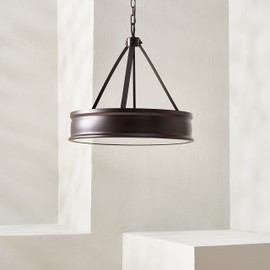 SAFAVIEH Lighting Collection Camlyn Farmhouse Oil Rub Bronze 4-Light 20-inch Pendant