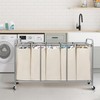 STORAGE MANIAC 5 Section Laundry Sorter, 5 Bins Rolling Separator