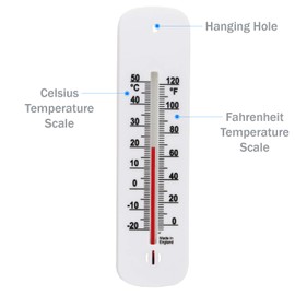 Accurate Room Thermometer Indoor and Outdoor to Measure Room Temperature in the Home Office Garden or Greenhouse - Easy to Hang and Read Accurate Wall Thermometer (Black)