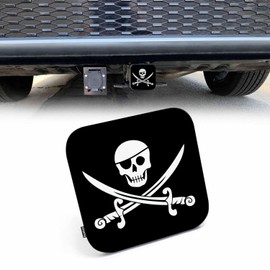 Beabes Trailer Hitch Cover for 2" Receivers Jolly Roger Pirate Flag, Skull with Crossed Bones Receiver Tube Hitch Plug Towing Hitch Covers Truck Hitch Accessories for Sedans Cars SUVs