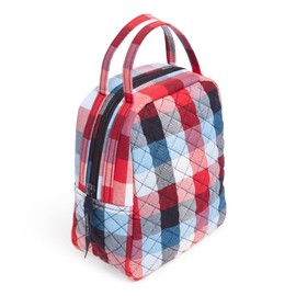 Vera Bradley Women's Cotton Lunch Bunch Lunch Bag, Patriotic Plaid - Recycled Cotton, One Size