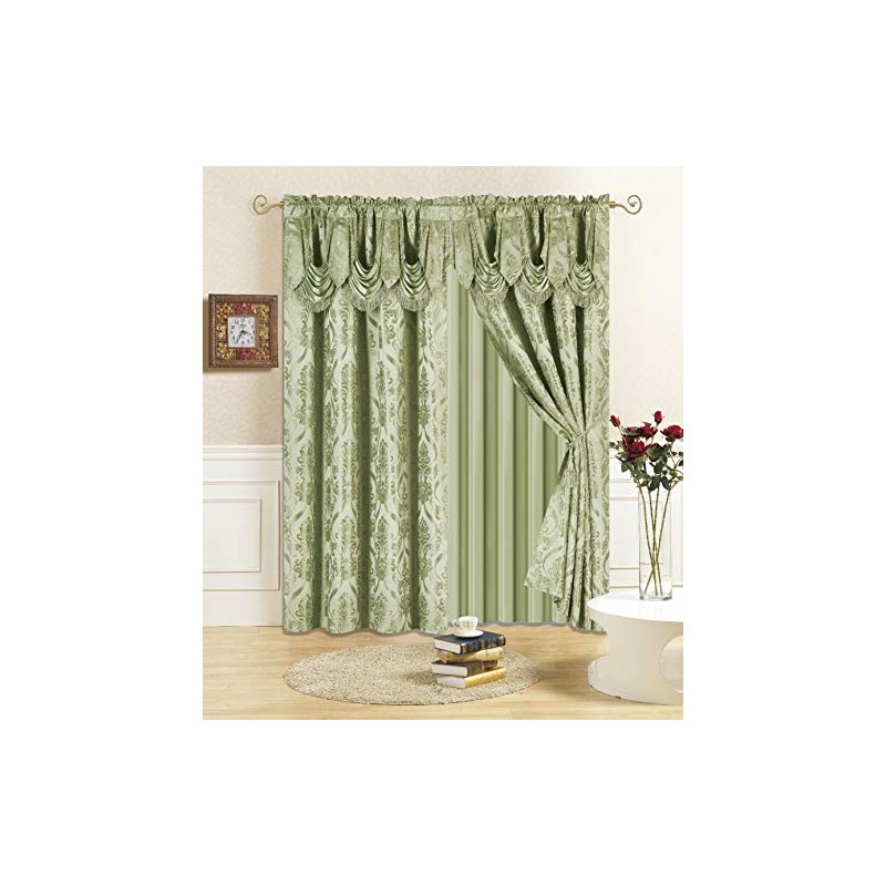 All American Collection New 4 Piece Drape Set with Attached