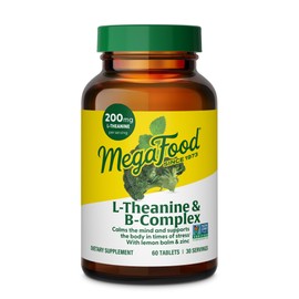 MegaFood L-Theanine & Vitamin B Complex - 200 mg L Theanine Supplement with B Complex Vitamins for Women & Men - Plus Lemon Balm Leaf & Zinc - Vegan, Gluten Free, Non-GMO - 60 Tablets, 30 Servings