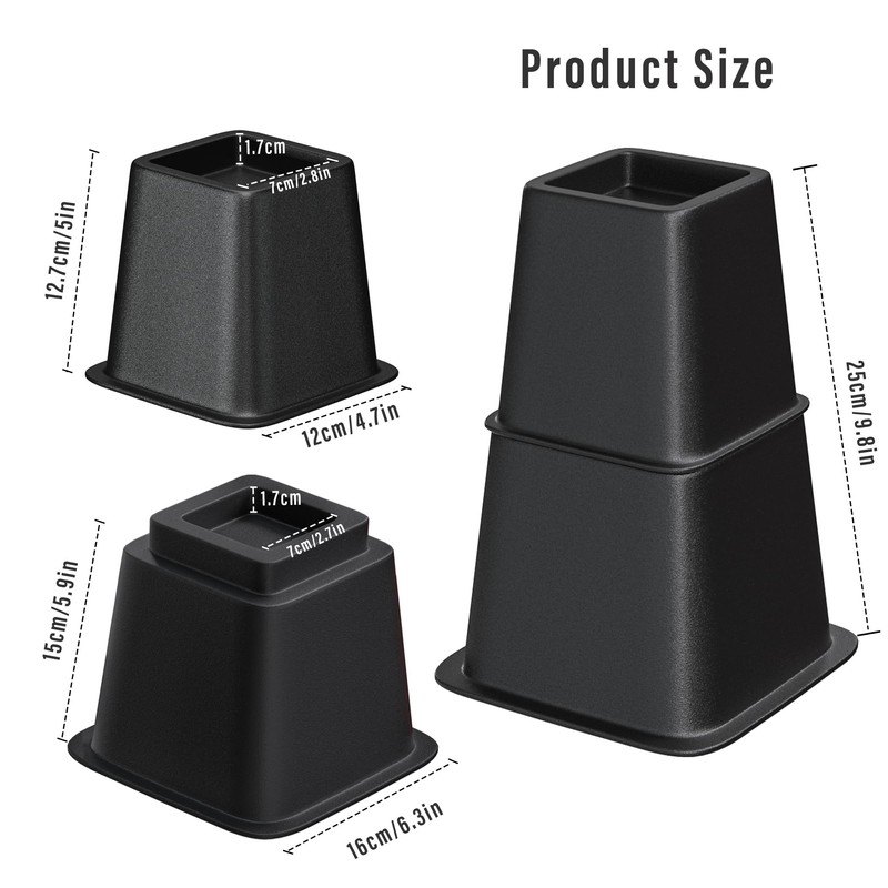 Lufia Bed Furniture Risers Heavy Duty, Elevation in Heights 9,
