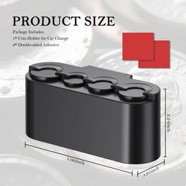 YGDMD Coin Holder for Car Change,Zoned Change Holder for Car with Adhesive for 50 Cents,1 Cents,5 Cent,1 Dollar,Larger-Capacity Cars Organizers Cars Coin Holders Changes Organizer