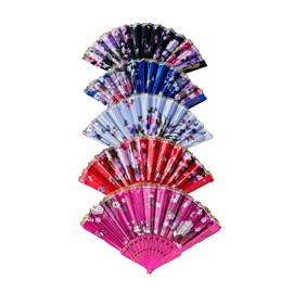 Fat-catz-copy-catz 1x Flower Design Silk Wedding Chinese Japanese Geisha Costume Dressing Up Ladies Foldable Hand Fan