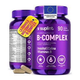 Complejo Vegano Inositol Colina Vitaminas B12 Suplemento Energía Nervios Piel Gluten Azúcar Cápsulas