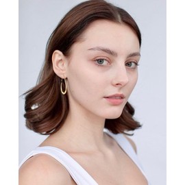 Tyluzem 14k Gold Plated Hypoallergenic Oval Earrings for Women Lightweight Chunky Open Hoops Teardrop Earrings Trendy Gold Jewelry