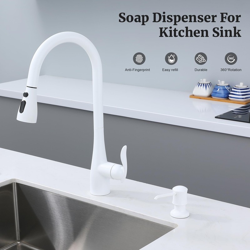 Sink Soap Dispenser for Kitchen Sink White Upgrade with 40"