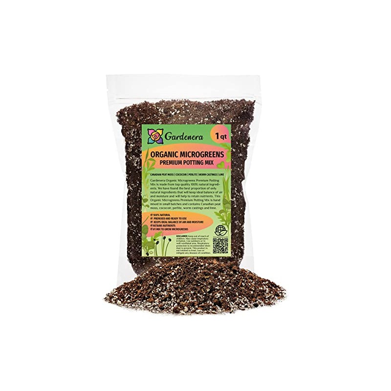 Gardenera Organic Microgreens Potting Mix: Hand-Mixed with Care Using Top-Grade