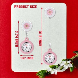 AGEN KGEN 4 Pack Retractable Nurse Watch for Nurses Doctors, Clip-on Hanging Lapel Nurse Watch Silicone Cover Brooch Fob Pocket Watch Badge Reel (Flowers)