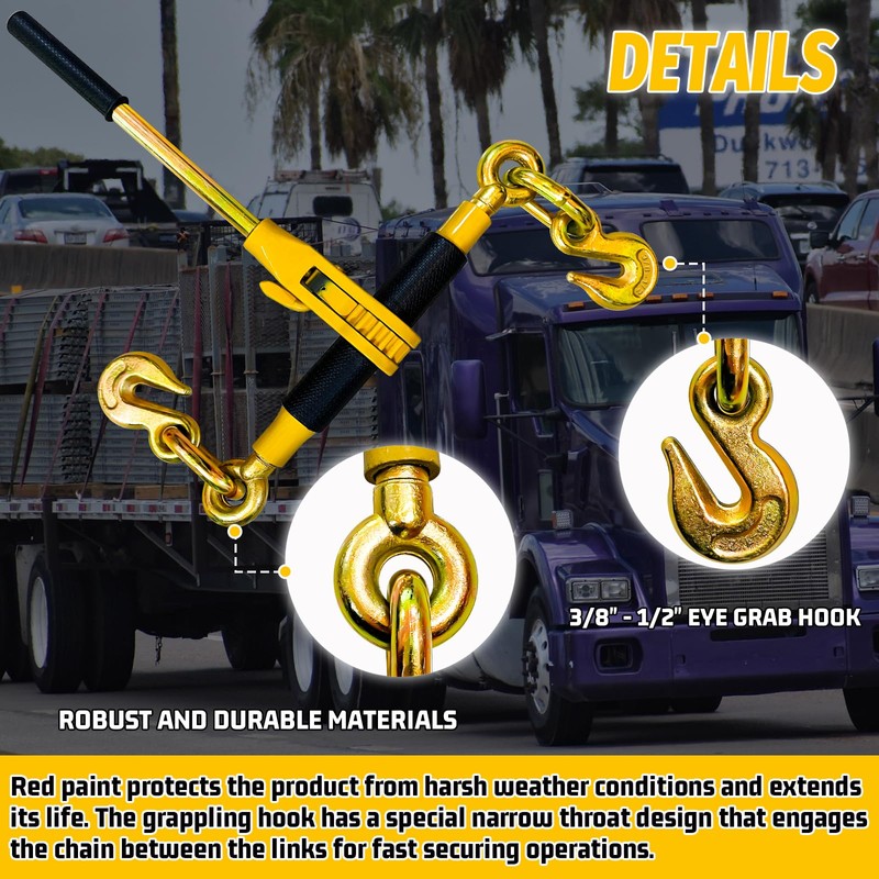 Ratchet Chain Binders 3/8" - 1/2" (2 Pack) | Adjustable