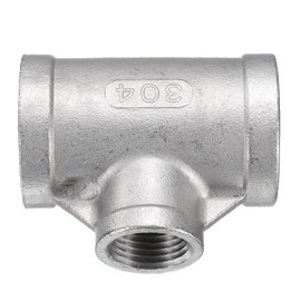 sourcing map Tee Pipe Fitting (1/2" x 1" x 1") NPT Female 304 Stainless Steel t Shaped Reducer 3 Way T-Connector for Industrial Connection Water Air Gas Oil Fuel